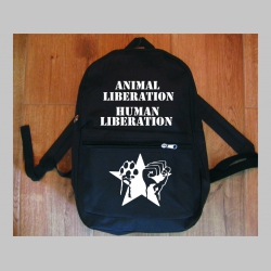 Animal Liberation - Human Liberation  jednoduchý ľahký ruksak, rozmery pri plnom obsahu cca: 40x27x10cm materiál 100%polyester